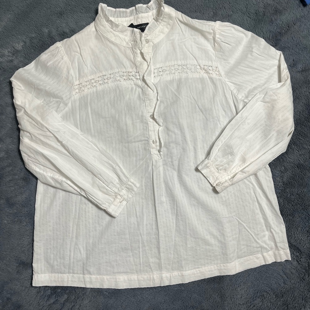 Lane Bryant White Ruffled Long Sleeve Blouse - Picture 9 of 9